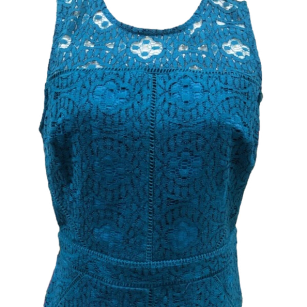 Anthropologie HD in Paris Turquoise Crochet Sheath, Size Medium - Picture 3 of 13